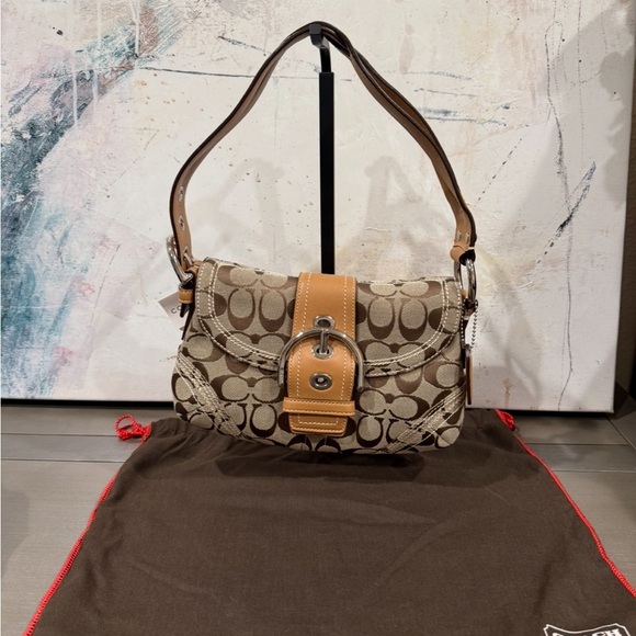NWT Vintage Coach Soho Signature Flap Shoulder Bag 10602 Rare 2006 Khaki Camel - Picture 9 of 16